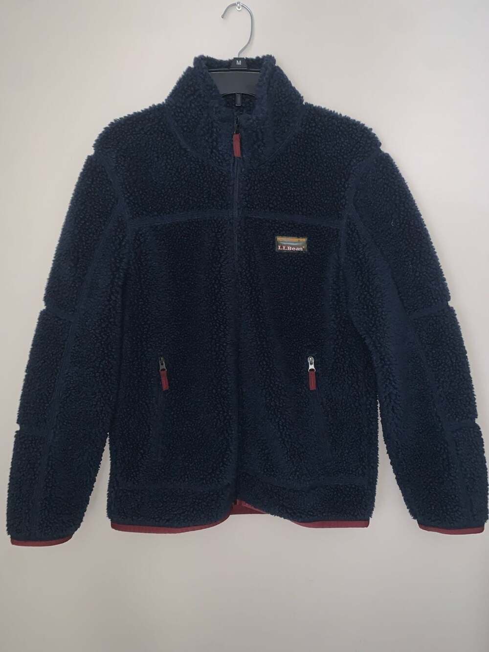 L.L.Bean Mountain Pile Fleece Full-Zip Jacket Navy Sherpa